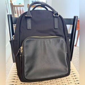 Lo & Sons Black Nylon Backpack with Leather Front Pocket